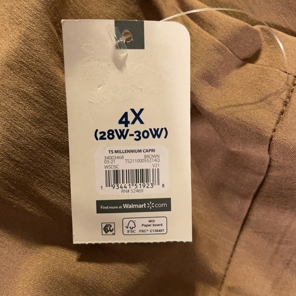 Terra & Sky Women’s Plus Size Millennium Capri Pants Size 4X Brown - Picture 5 of 5